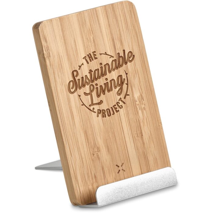 Okiyo Hakka Bamboo & Recycled Aluminium Wireless Charging Phone Stand