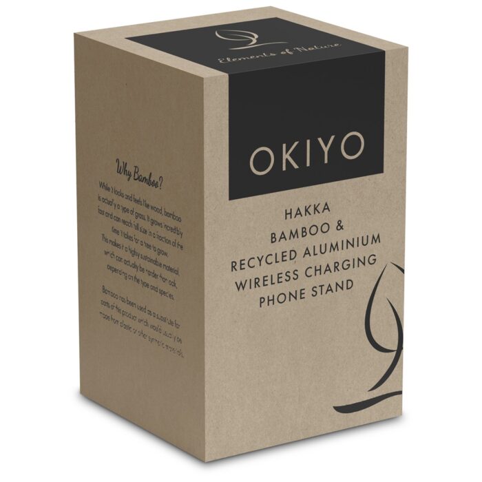 Okiyo Hakka Bamboo & Recycled Aluminium Wireless Charging Phone Stand