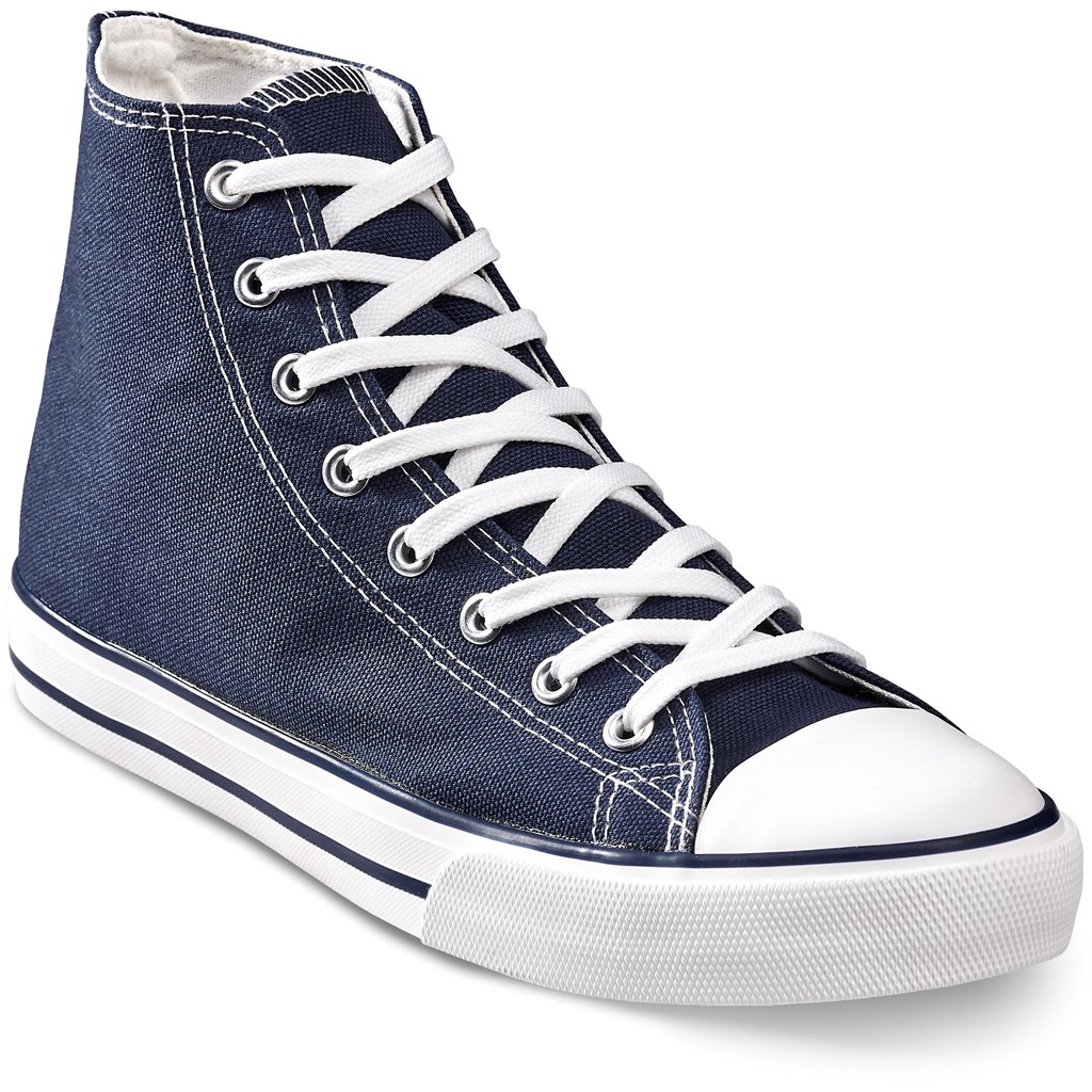 Unisex Retro High Top Canvas Sneaker - Navy